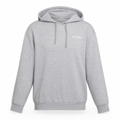 adidas Terrex Men’s Grey L Pullover Hooded Hiking Hoodie Logo