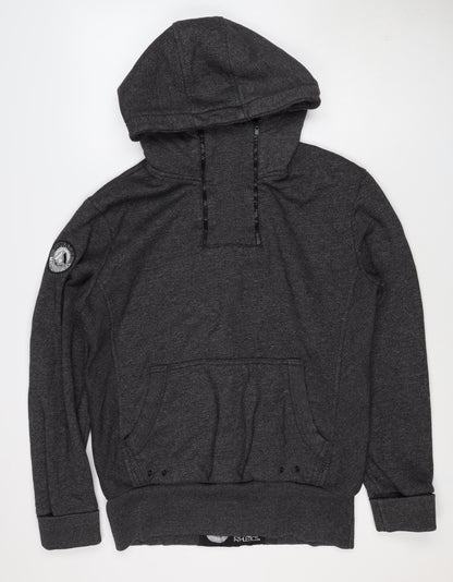 Superdry Men’s Grey XL Hooded Pullover Fleece Sweatshirt Zip Pocket