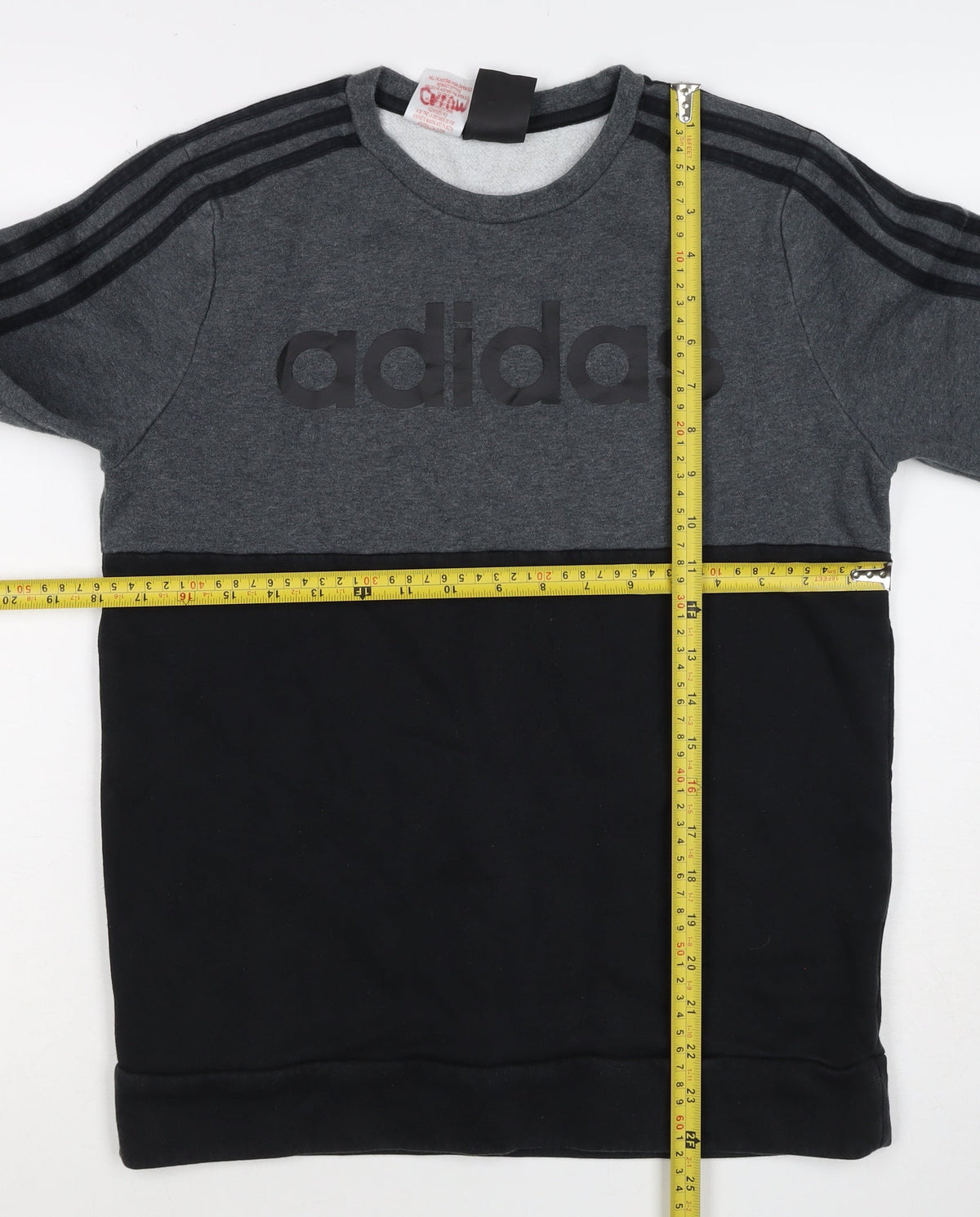 Adidas Boys Grey Black Colourblock Logo Pullover Sweatshirt 11-12 Years