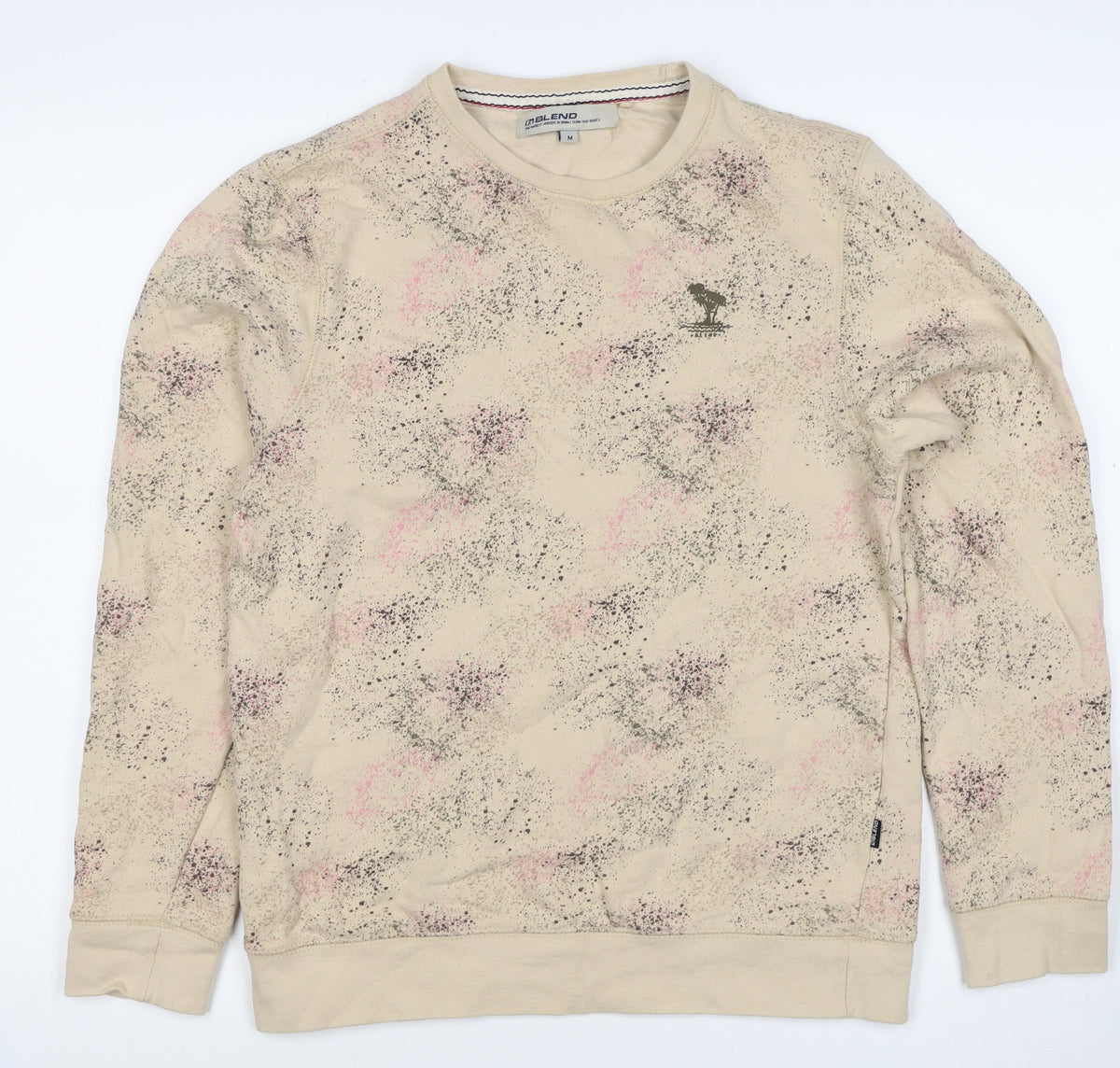 Blend Unisex Adults Beige M Pullover Sweatshirt Splatter Print