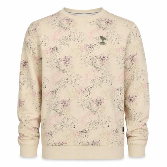 Front view of Blend unisex adults beige m pullover sweatshirt splatter print