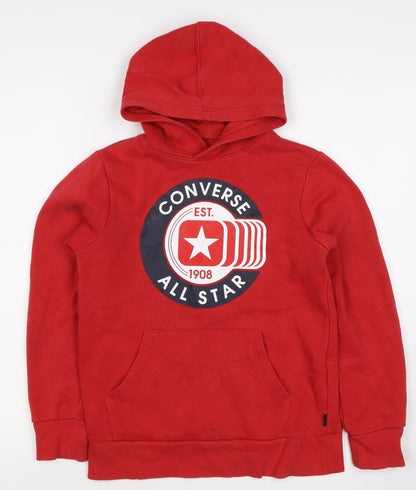 Converse Boys Red 10-11 Years Pullover Logo Graphic Hoodie