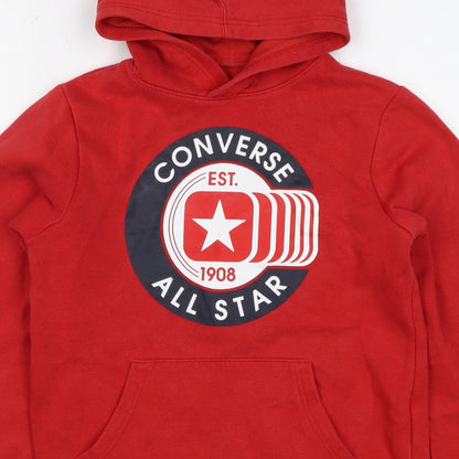 Converse Boys Red 10-11 Years Pullover Logo Graphic Hoodie