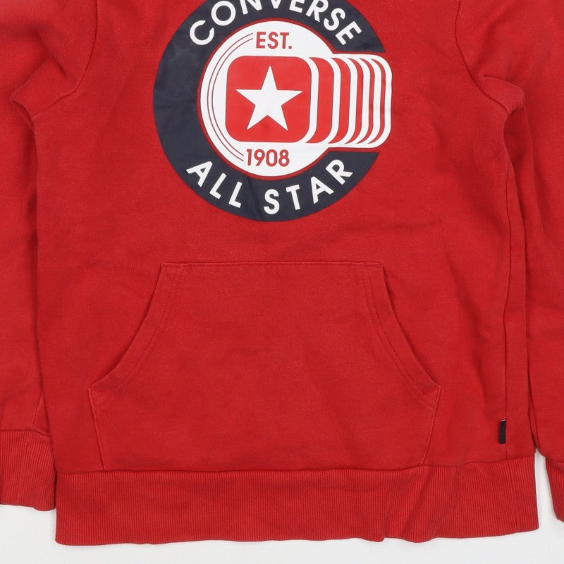Converse Boys Red 10-11 Years Pullover Logo Graphic Hoodie