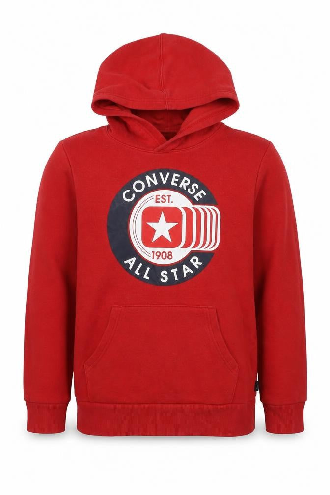 Converse Boys Red 10-11 Years Pullover Logo Graphic Hoodie