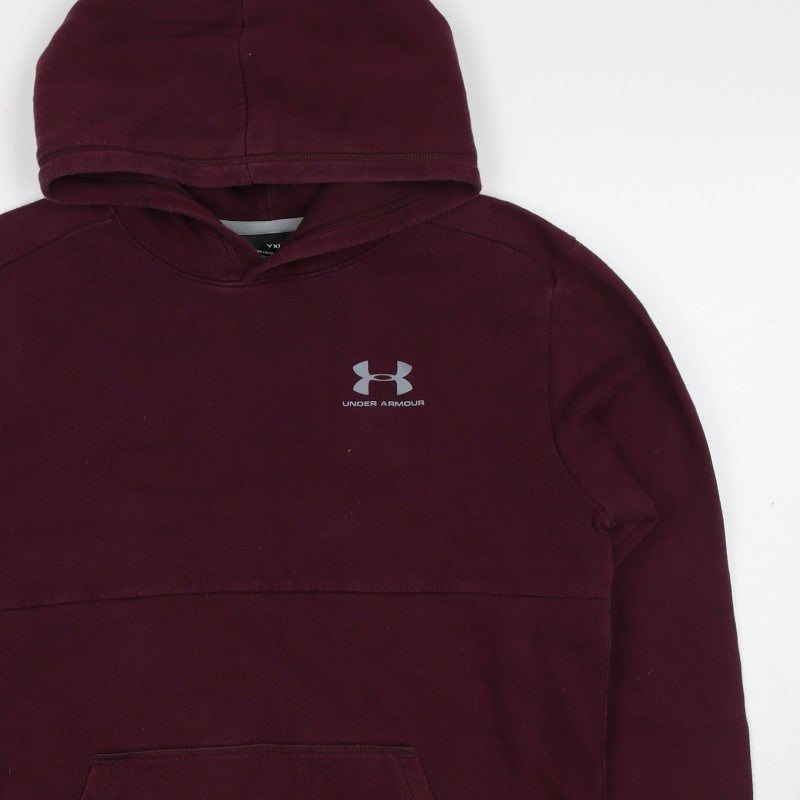 Under Armour Boys Purple XL ColdGear Logo Pullover Hoodie