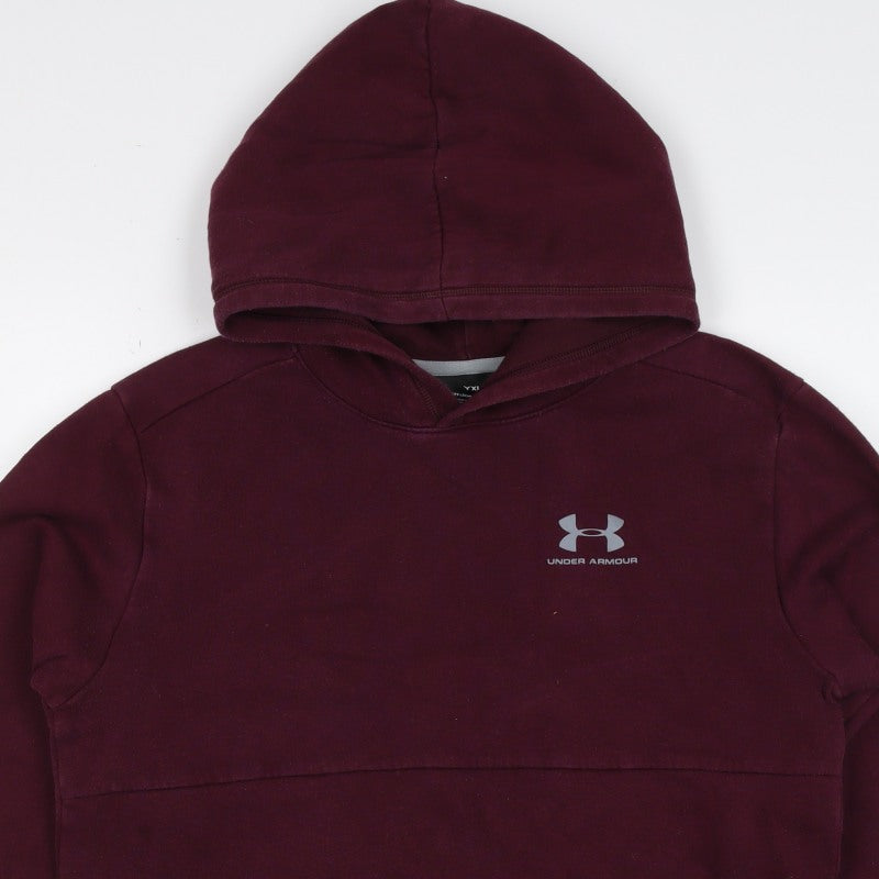 Under Armour Boys Purple XL ColdGear Logo Pullover Hoodie
