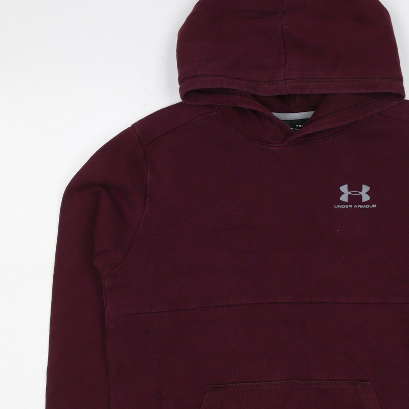 Under Armour Boys Purple XL ColdGear Logo Pullover Hoodie