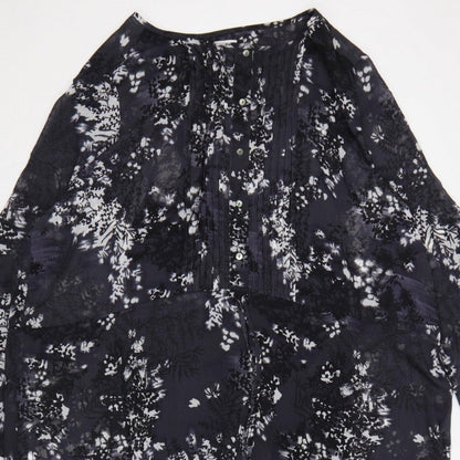 Debenhams Women Black Floral Chiffon Shift Dress UK 22 Long Sleeve