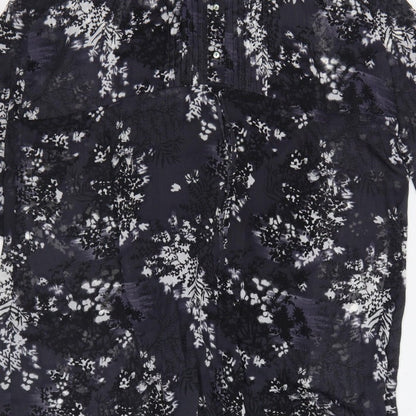 Debenhams Women Black Floral Chiffon Shift Dress UK 22 Long Sleeve