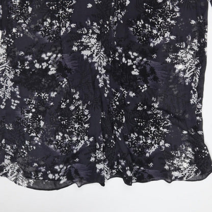 Debenhams Women Black Floral Chiffon Shift Dress UK 22 Long Sleeve