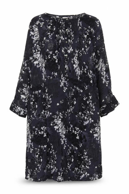 Debenhams Women Black Floral Chiffon Shift Dress UK 22 Long Sleeve