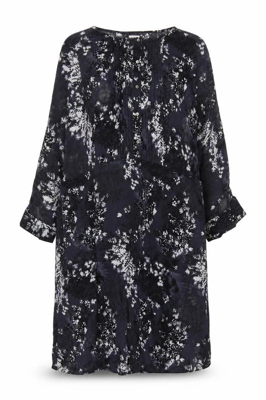 Debenhams Women Black Floral Chiffon Shift Dress UK 22 Long Sleeve