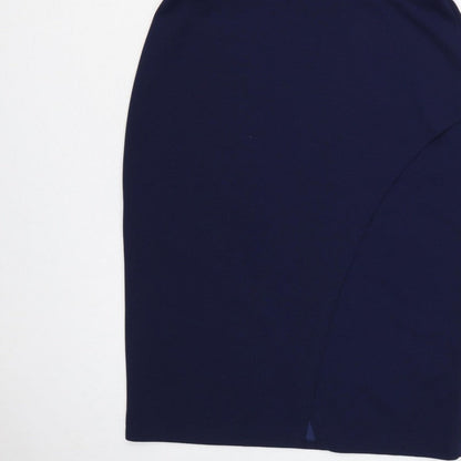 Lipsy London Women Navy UK 16 Blouson Pencil Knee Dress Side Slit