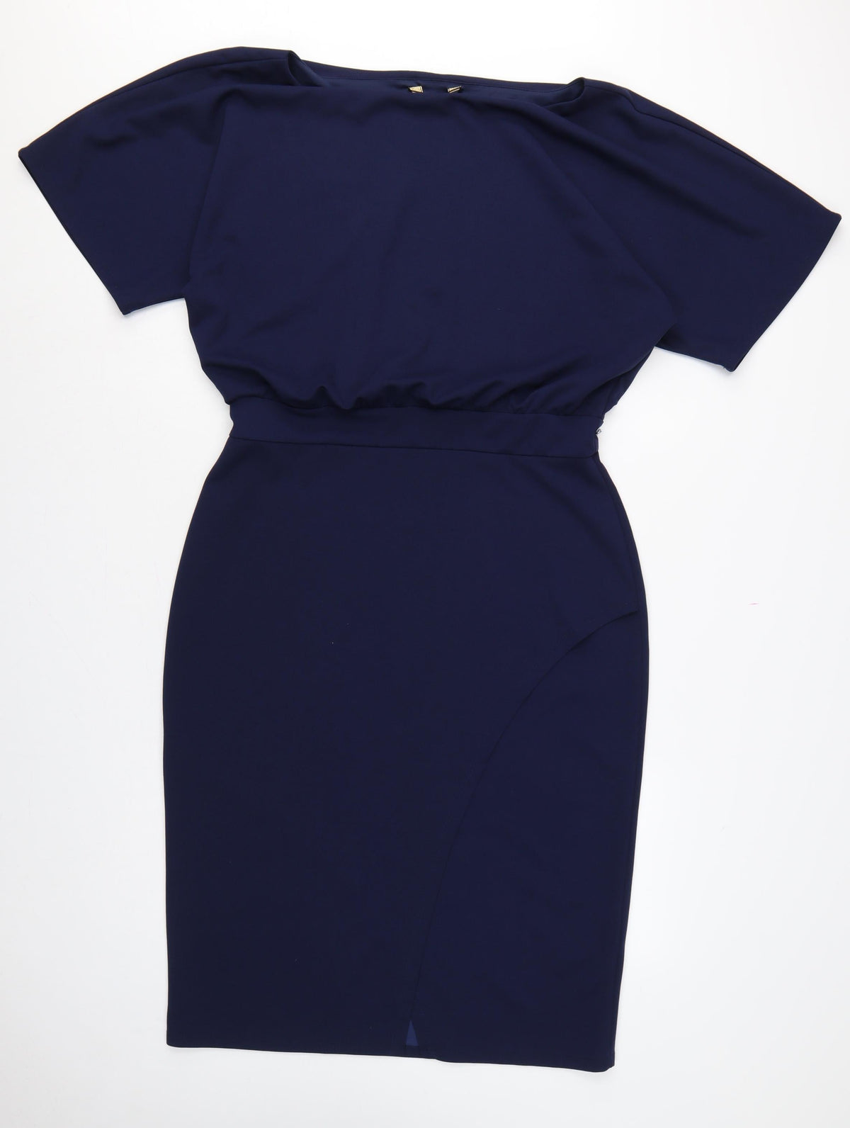 Lipsy London Women Navy UK 16 Blouson Pencil Knee Dress Side Slit