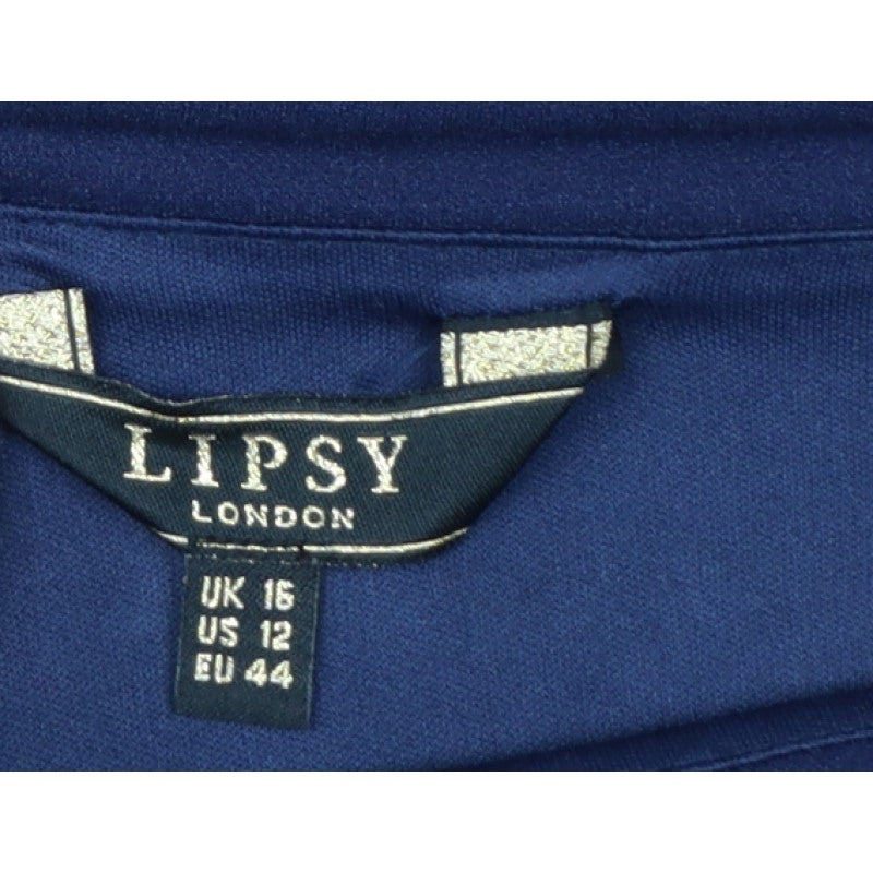 Lipsy London Women Navy UK 16 Blouson Pencil Knee Dress Side Slit