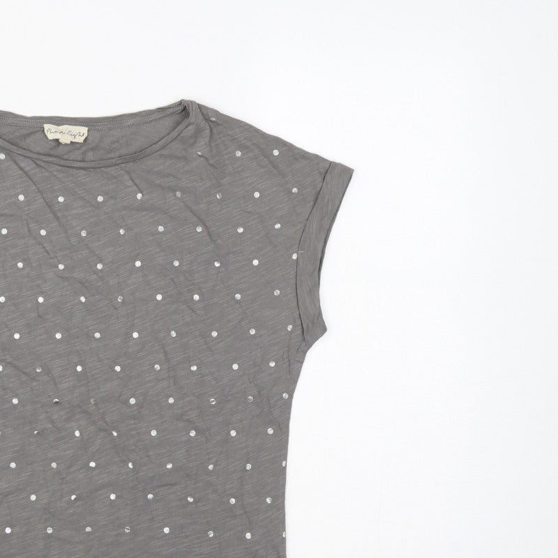 Phase Eight Women Grey UK 10 Polka Dot Cotton Short Sleeve T-Shirt