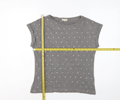 Phase Eight Women Grey UK 10 Polka Dot Cotton Short Sleeve T-Shirt