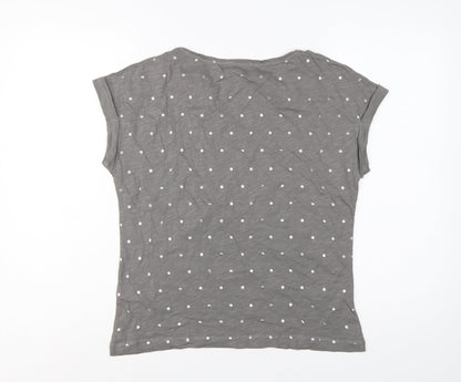 Phase Eight Women Grey UK 10 Polka Dot Cotton Short Sleeve T-Shirt