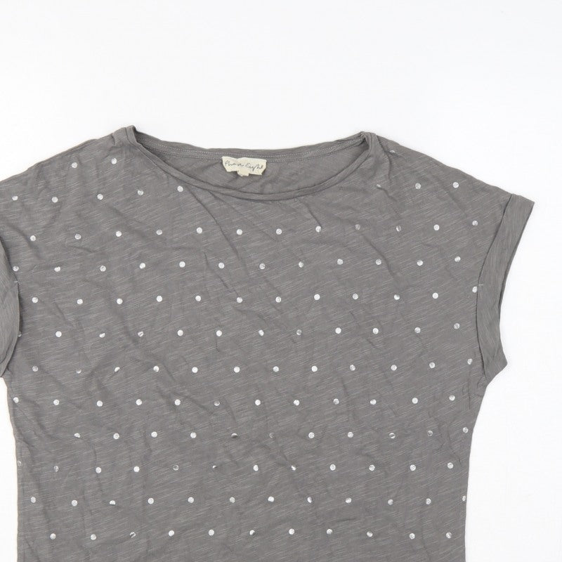 Phase Eight Women Grey UK 10 Polka Dot Cotton Short Sleeve T-Shirt