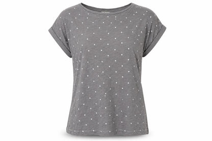 Phase Eight Women Grey UK 10 Polka Dot Cotton Short Sleeve T-Shirt