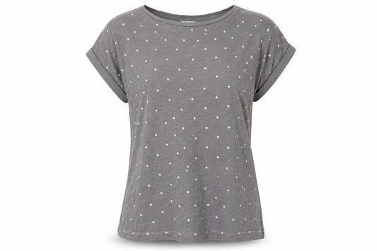 Phase Eight Women Grey UK 10 Polka Dot Cotton Short Sleeve T-Shirt