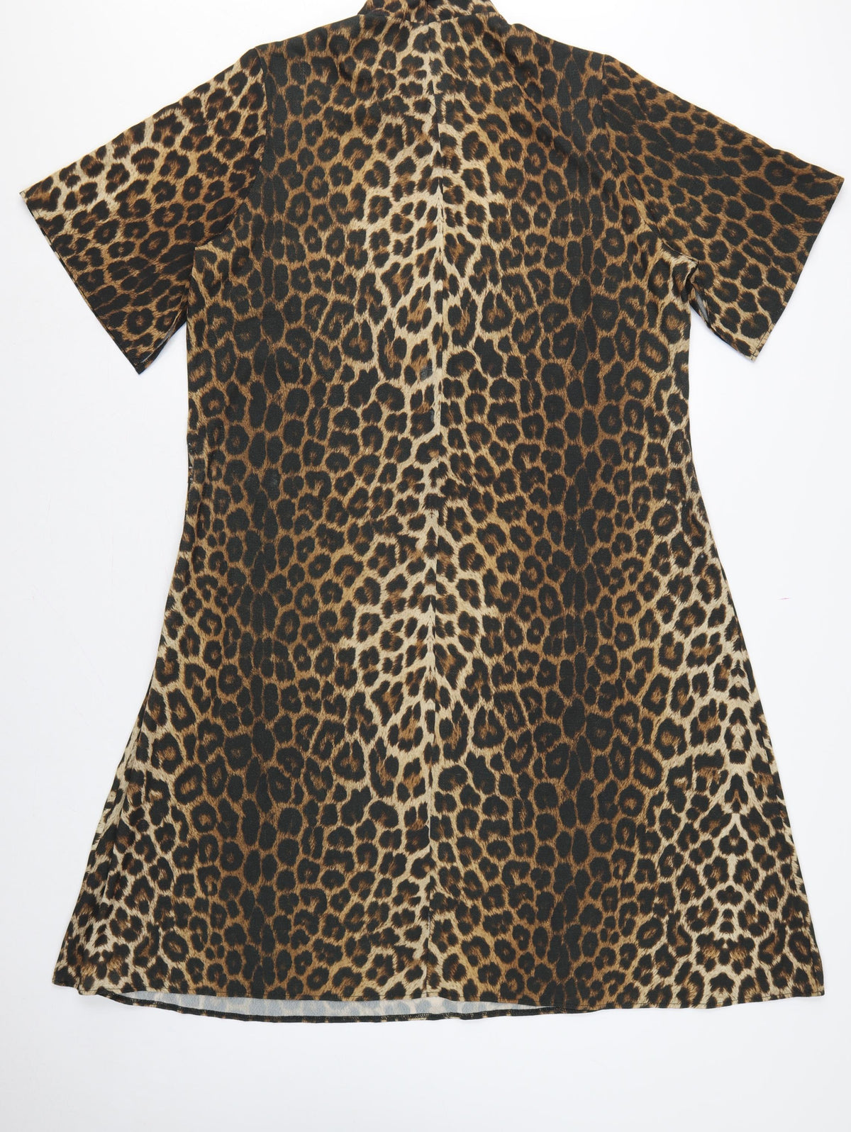 Next Women Brown Leopard Print UK 18 A-Line Midi High Neck Dress