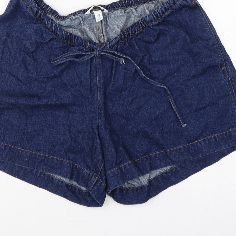 H&M MAMA Women’s Blue Denim Drawstring Maternity Shorts Size M