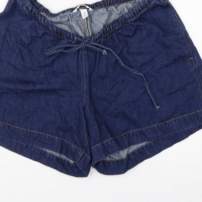 H&M MAMA Women’s Blue Denim Drawstring Maternity Shorts Size M
