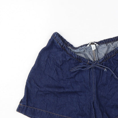 H&M MAMA Women’s Blue Denim Drawstring Maternity Shorts Size M