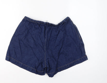 H&M MAMA Women’s Blue Denim Drawstring Maternity Shorts Size M