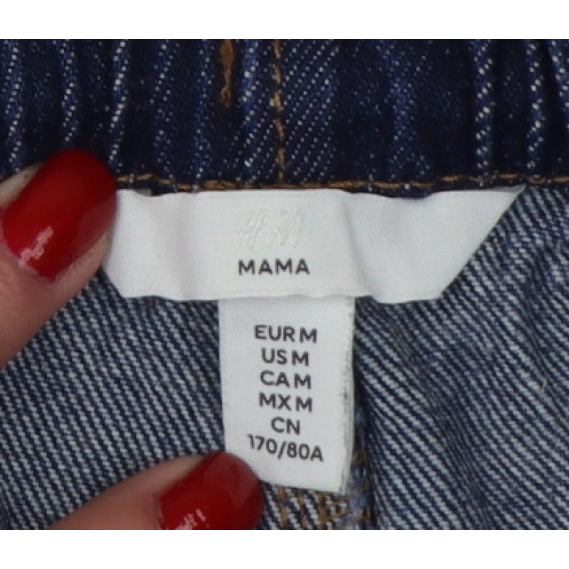 H&M MAMA Women’s Blue Denim Drawstring Maternity Shorts Size M