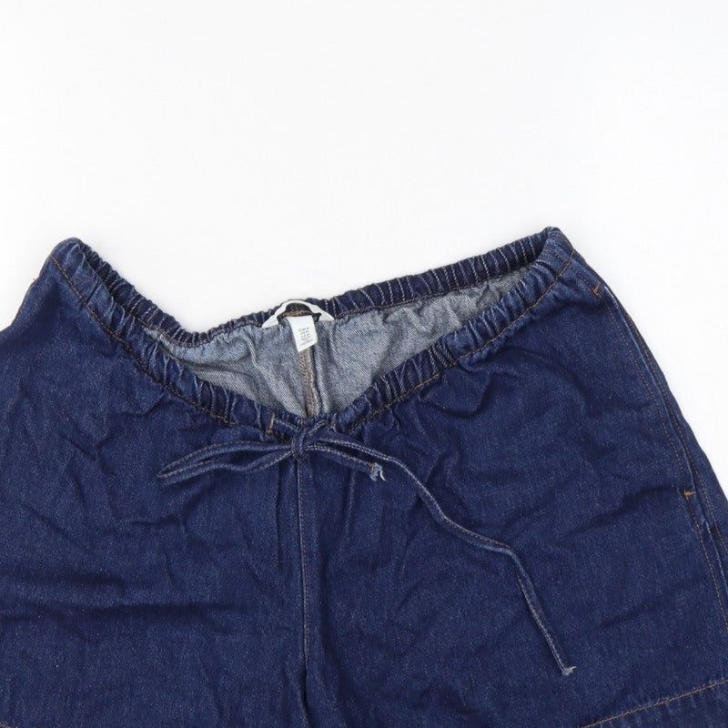 H&M MAMA Women’s Blue Denim Drawstring Maternity Shorts Size M