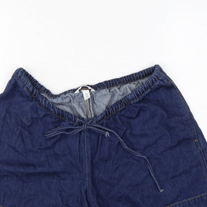H&M MAMA Women’s Blue Denim Drawstring Maternity Shorts Size M