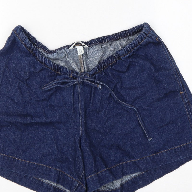H&M MAMA Women’s Blue Denim Drawstring Maternity Shorts Size M