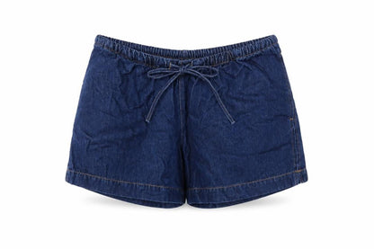 H&M MAMA Women’s Blue Denim Drawstring Maternity Shorts Size M