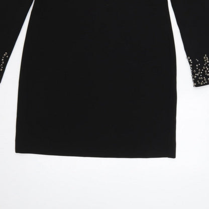 H&M Women Black UK 6 Sheath Dress Rhinestone Bell Cuffs Formal