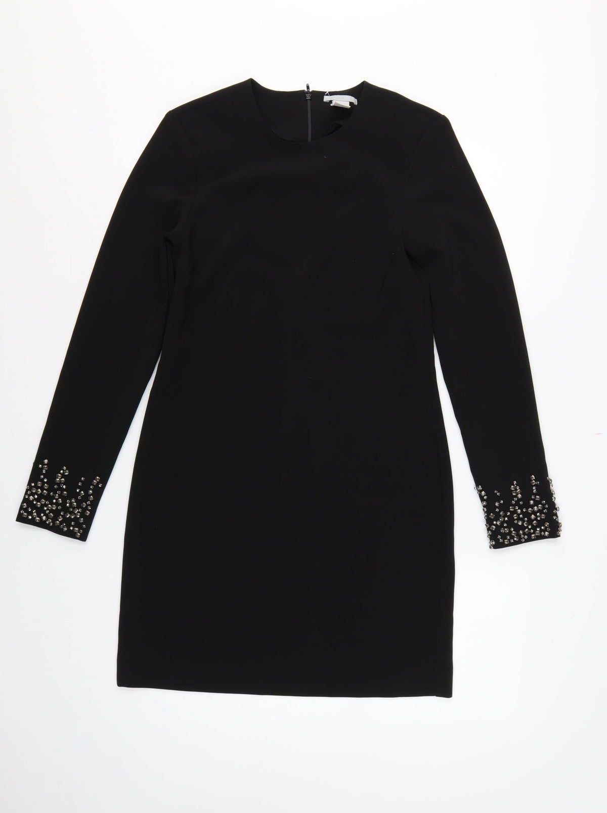 H&M Women Black UK 6 Sheath Dress Rhinestone Bell Cuffs Formal