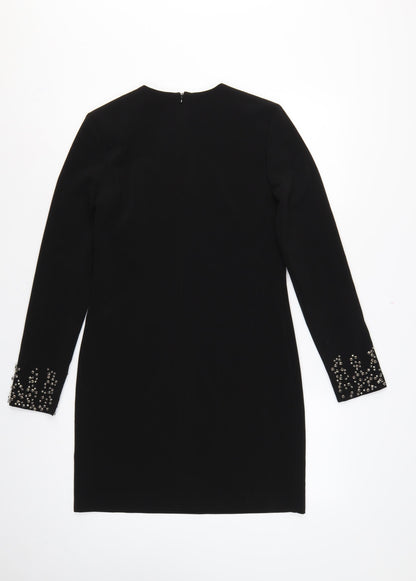 H&M Women Black UK 6 Sheath Dress Rhinestone Bell Cuffs Formal