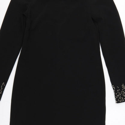 H&M Women Black UK 6 Sheath Dress Rhinestone Bell Cuffs Formal
