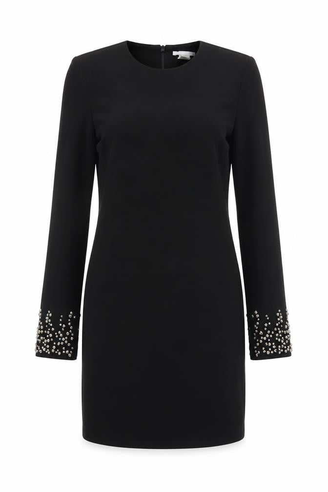 H&M Women Black UK 6 Sheath Dress Rhinestone Bell Cuffs Formal