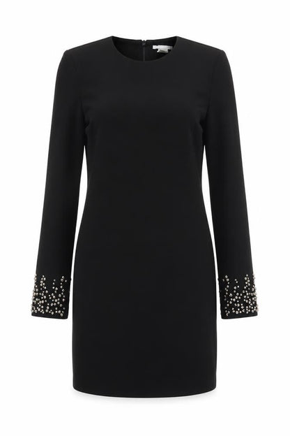 H&M Women Black UK 6 Sheath Dress Rhinestone Bell Cuffs Formal