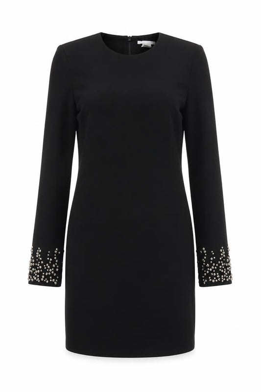 H&M Women Black UK 6 Sheath Dress Rhinestone Bell Cuffs Formal
