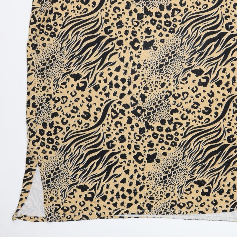 Very Women Beige Animal Print Shift Dress UK 24 Sleeveless V-Neck
