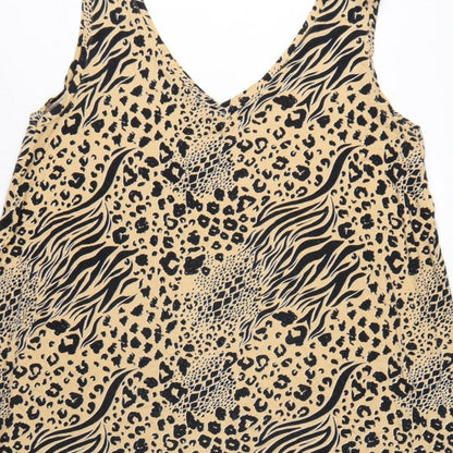 Very Women Beige Animal Print Shift Dress UK 24 Sleeveless V-Neck