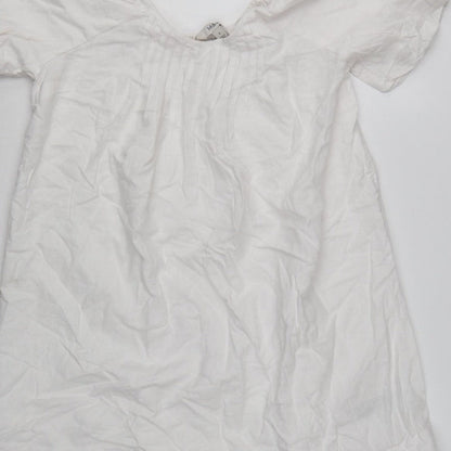 Marks and Spencer Women White Size 8 A-Line Puff Sleeve Dress