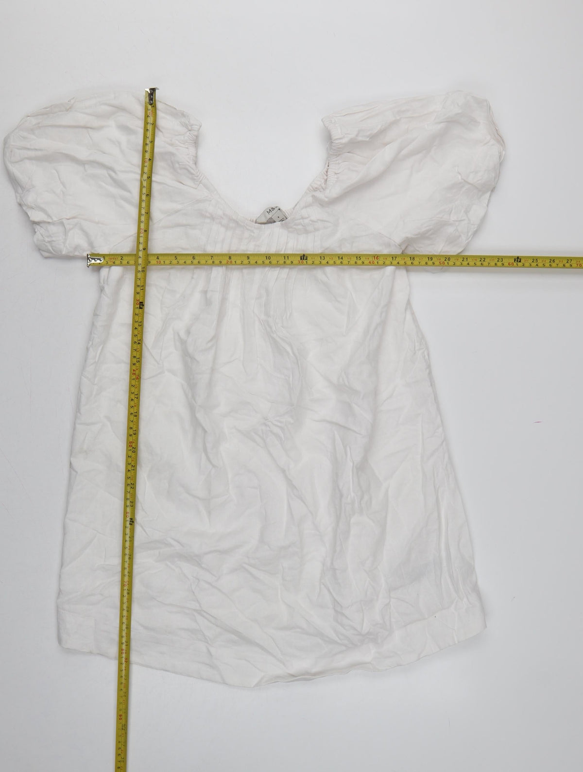 Marks and Spencer Women White Size 8 A-Line Puff Sleeve Dress