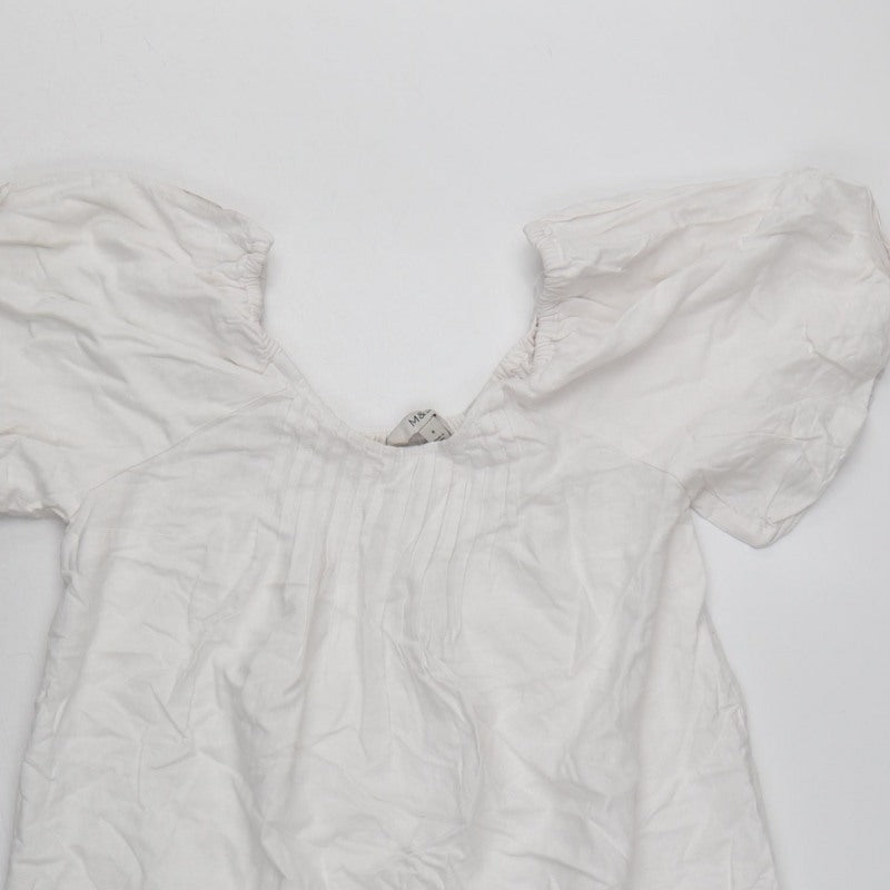 Marks and Spencer Women White Size 8 A-Line Puff Sleeve Dress