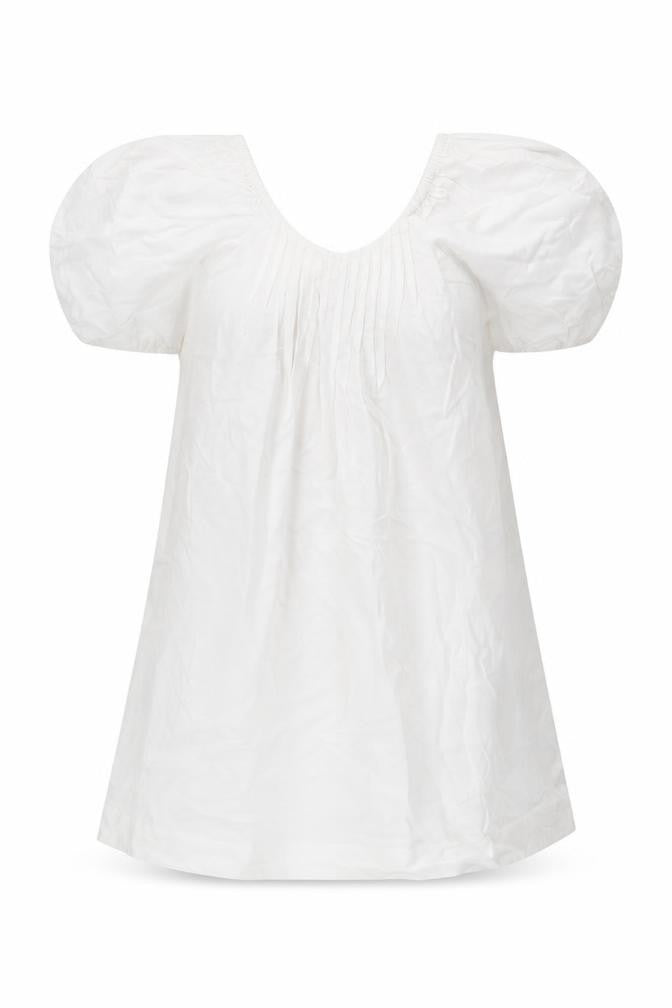 Marks and Spencer Women White Size 8 A-Line Puff Sleeve Dress