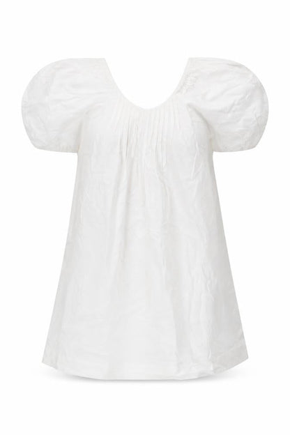 Marks and Spencer Women White Size 8 A-Line Puff Sleeve Dress